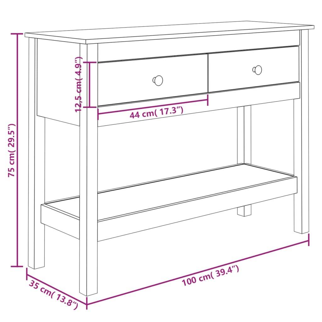 vidaXL Konsolentisch 100x35x75 cm Massivholz Kiefer
