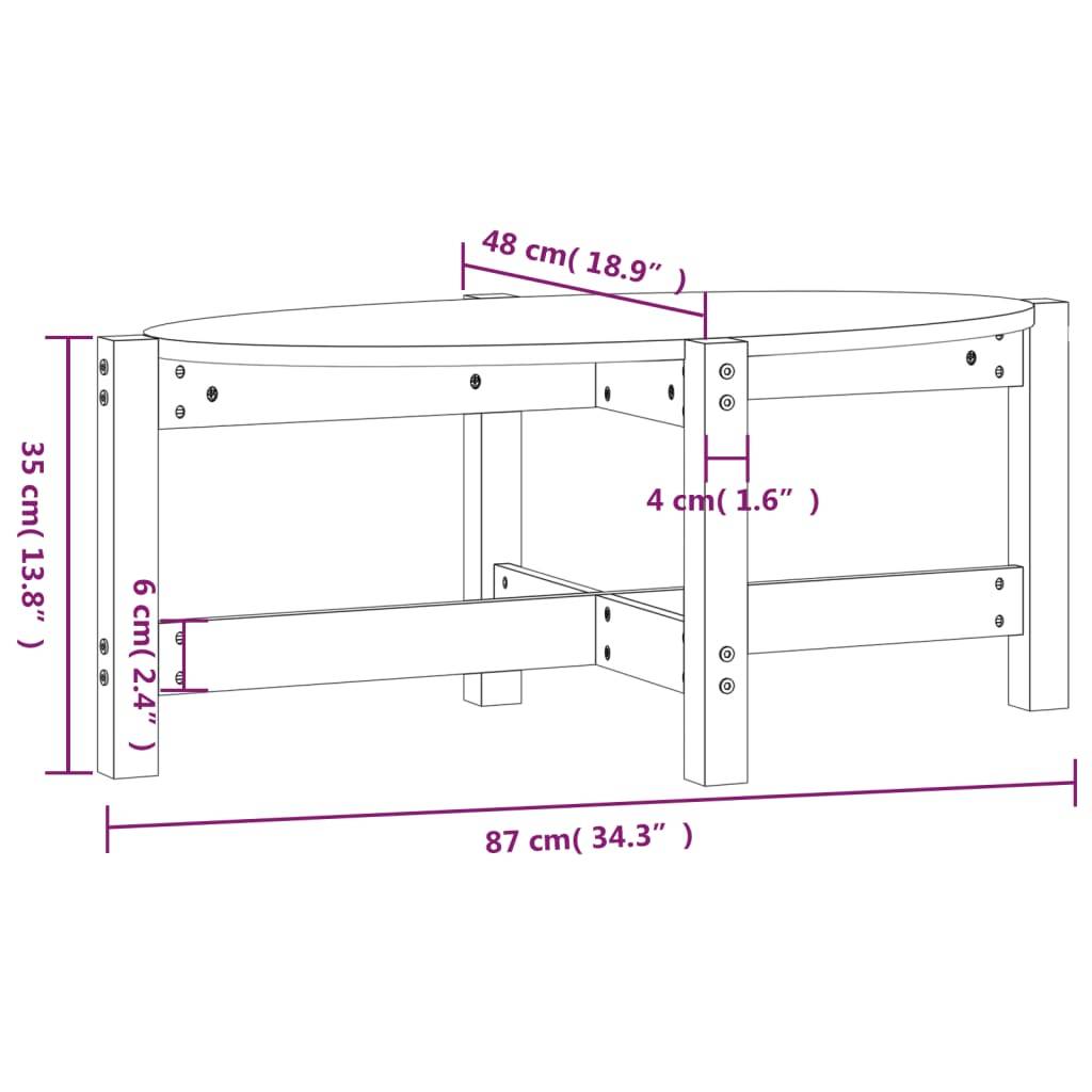 vidaXL Couchtisch Grau 87x48x35 cm Massivholz Kiefer