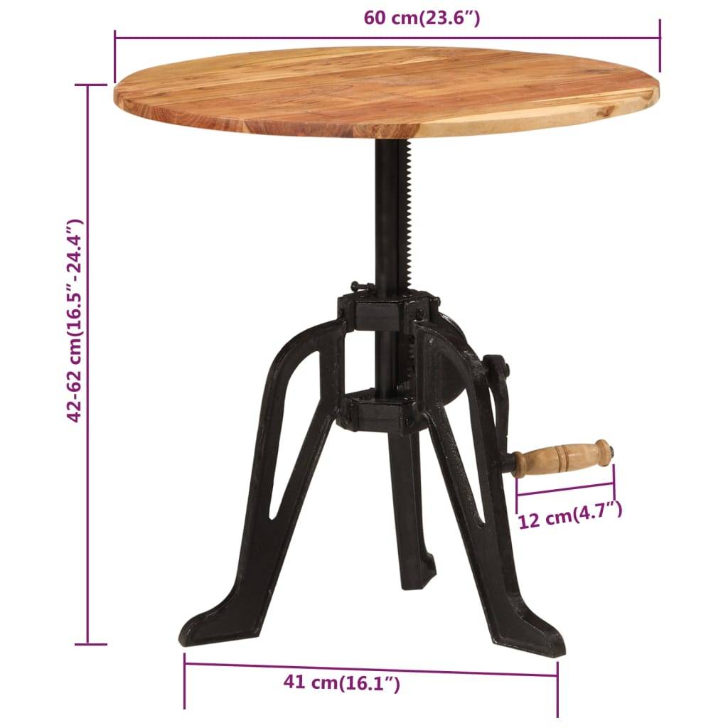 vidaXL Beistelltisch 60x(42-62) cm Massivholz Akazie und Gusseisen