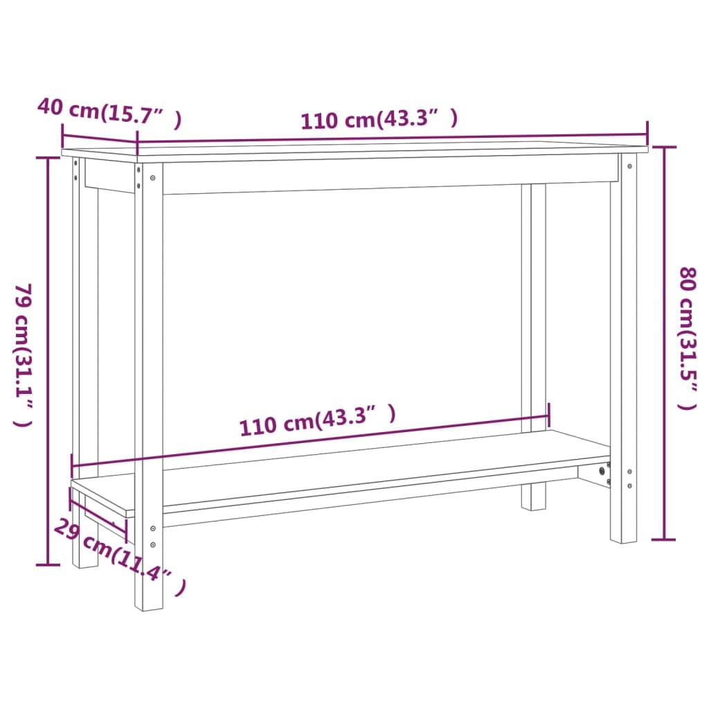 vidaXL Konsolentisch Weiß 110x40x80 cm Massivholz Kiefer