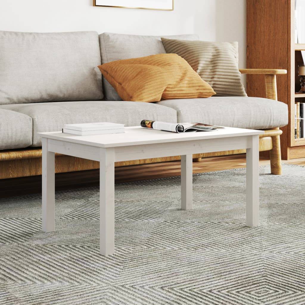 vidaXL Couchtisch Weiß 80x50x40 cm Massivholz Kiefer
