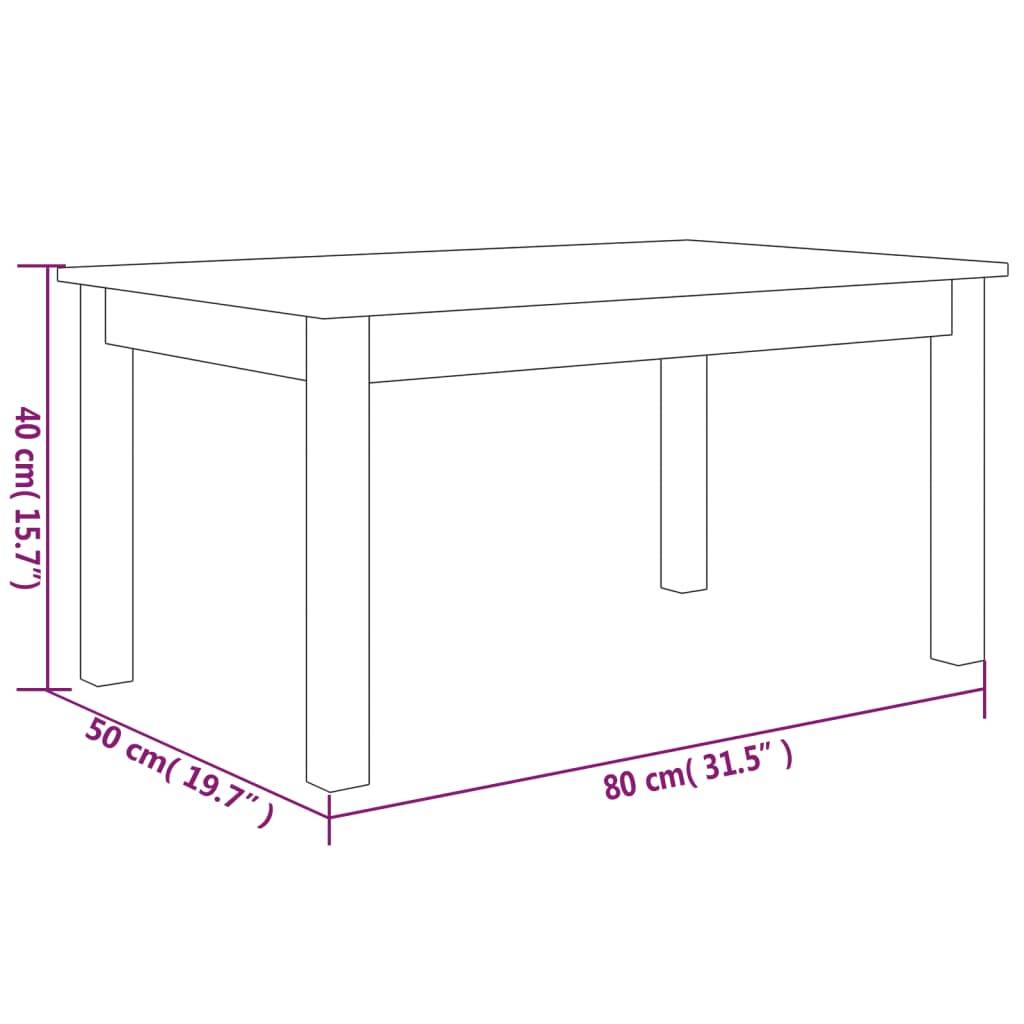 vidaXL Couchtisch Weiß 80x50x40 cm Massivholz Kiefer