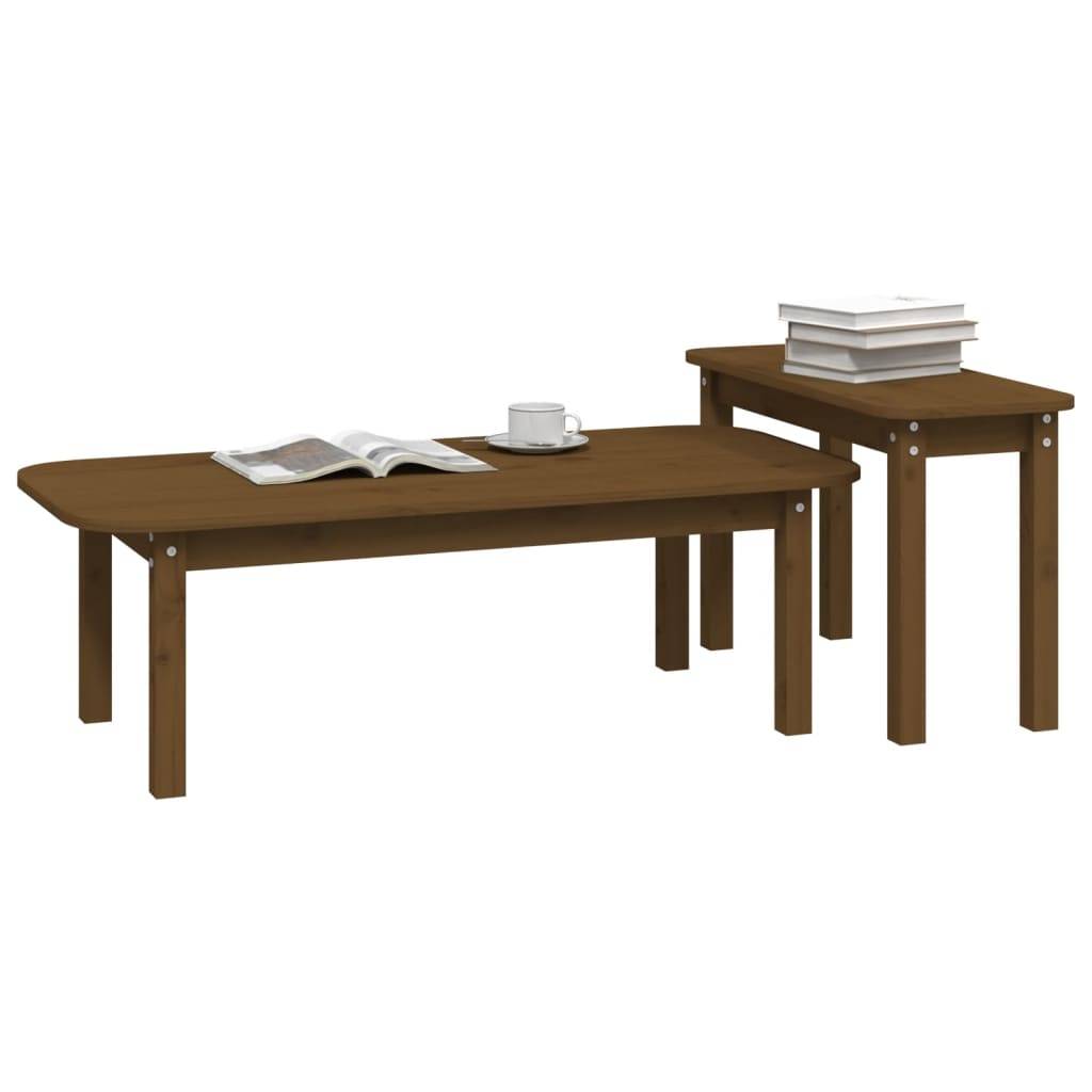 vidaXL 2-tlg. Couchtisch-Set Honigbraun Massivholz Kiefer