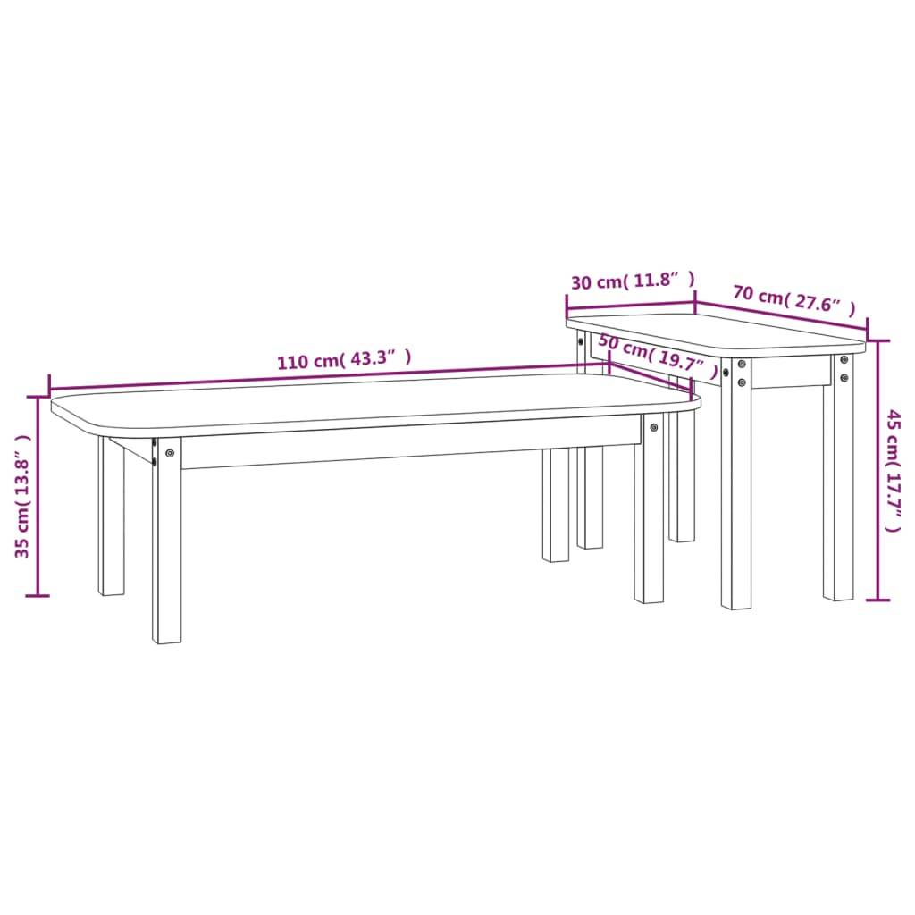 vidaXL 2-tlg. Couchtisch-Set Honigbraun Massivholz Kiefer