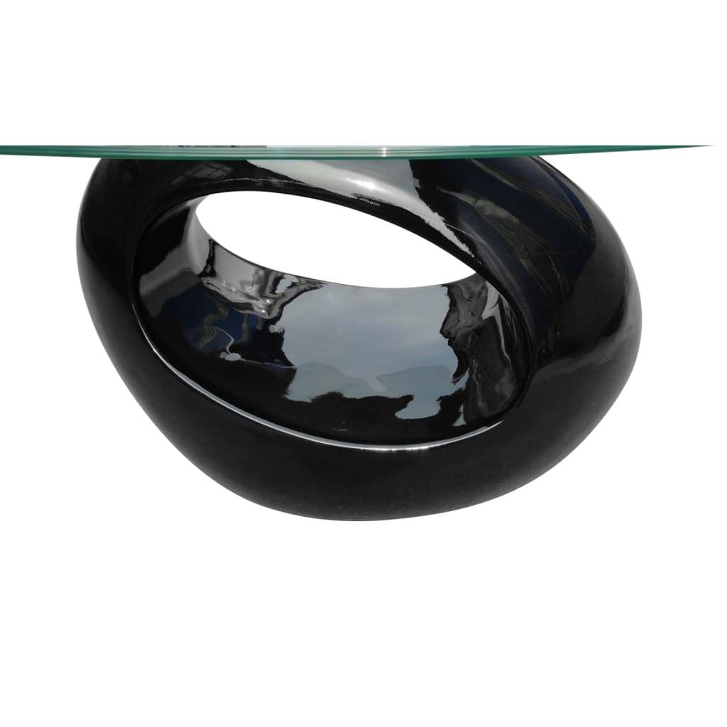 vidaXL Couchtisch mit Ovaler Glasplatte Hochglanz Schwarz