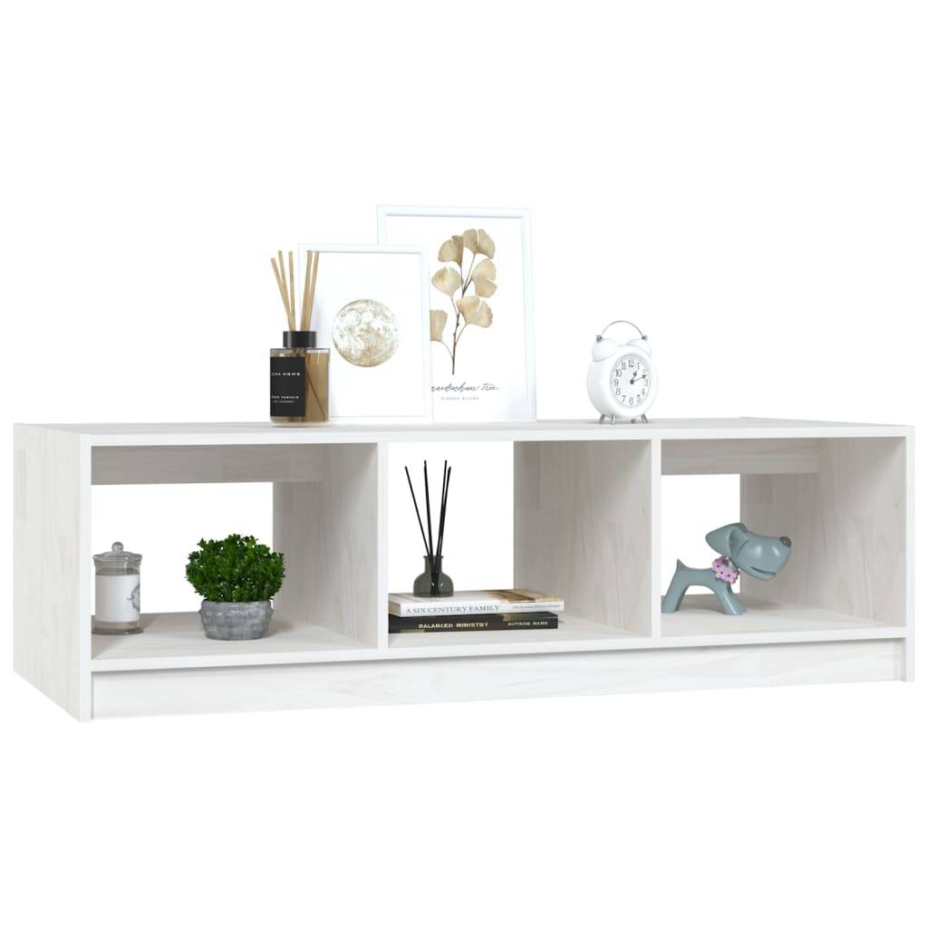 vidaXL Couchtisch Weiß 110x50x34 cm Massivholz Kiefer
