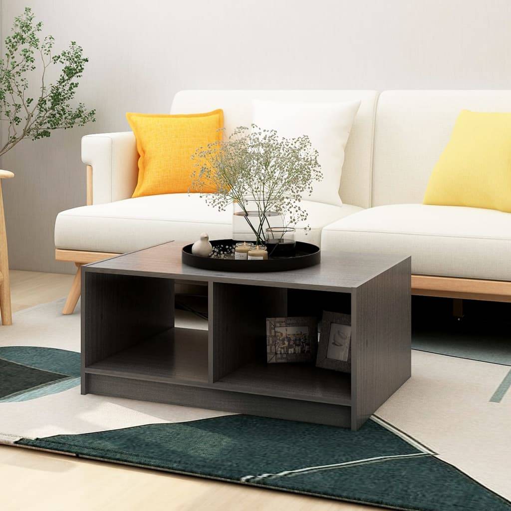 vidaXL Couchtisch Grau 75x50x33,5 cm Massivholz Kiefer