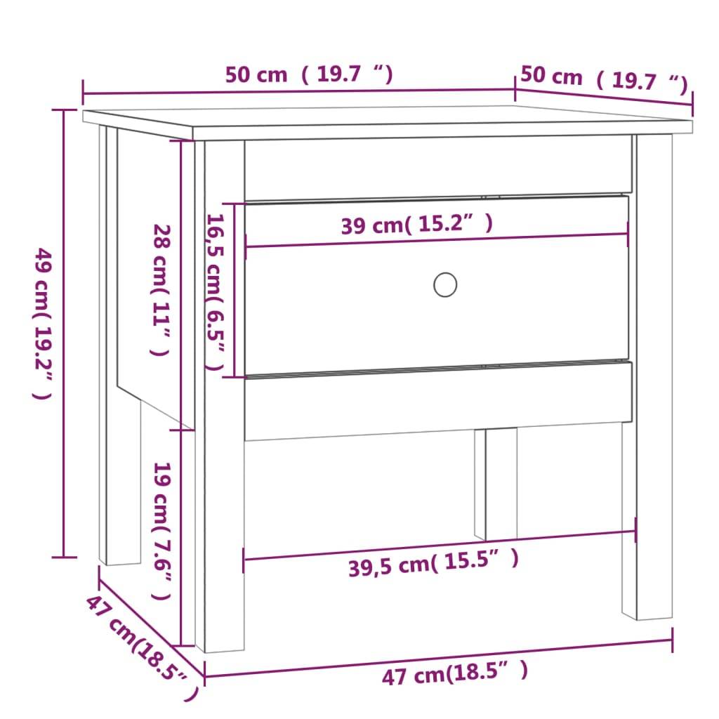 vidaXL Beistelltisch 50x50x49 cm Massivholz Kiefer