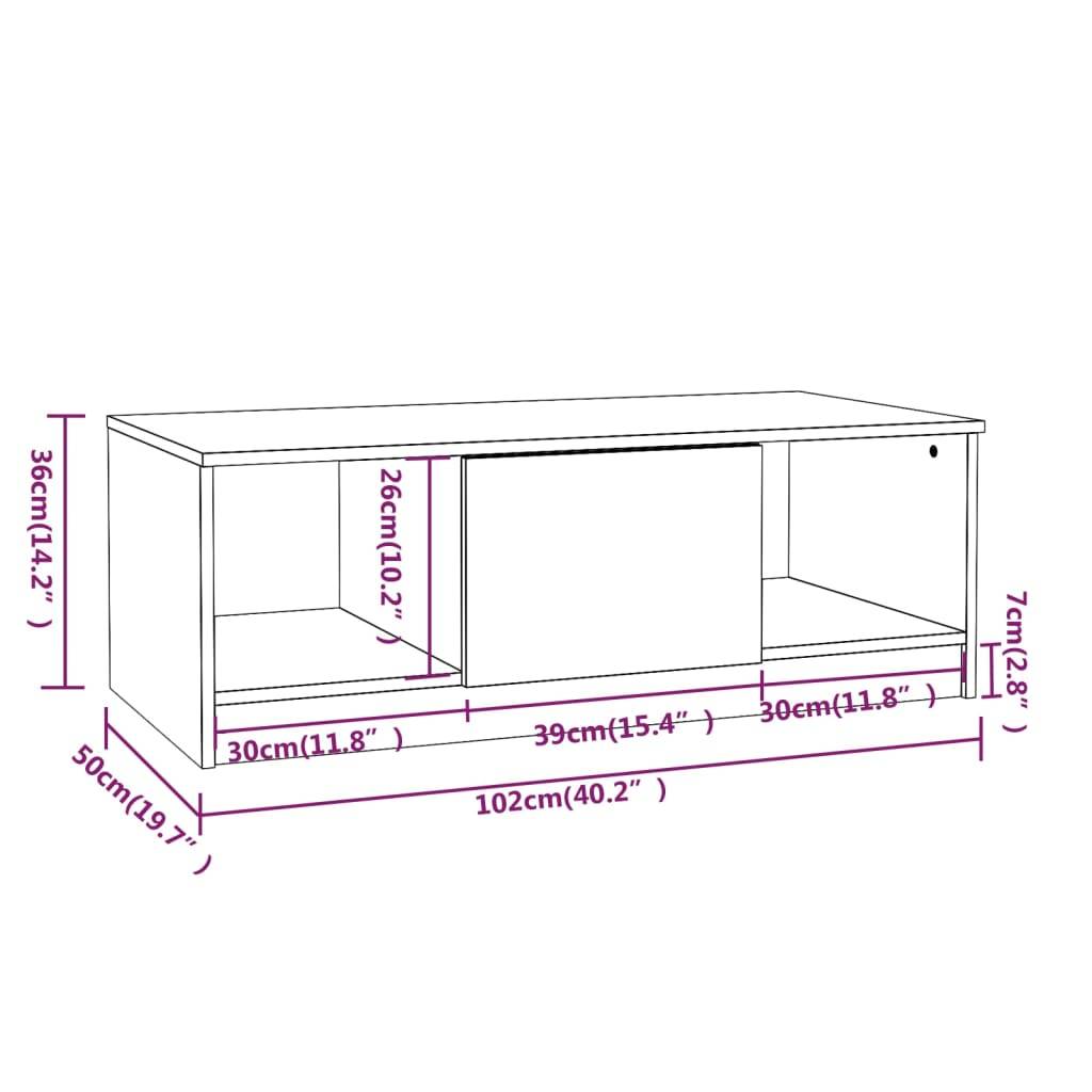 vidaXL Couchtisch Räuchereiche 102x50x36 cm Holzwerkstoff