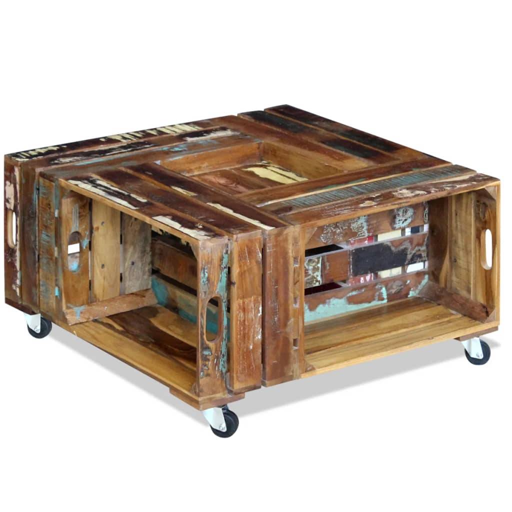 vidaXL Couchtisch Altholz Massiv 70x70x35 cm