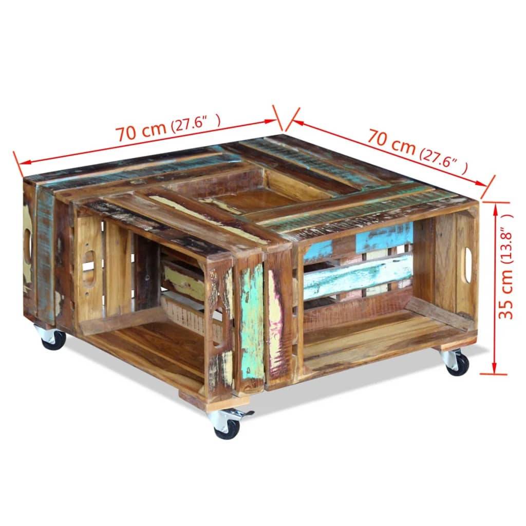 vidaXL Couchtisch Altholz Massiv 70x70x35 cm