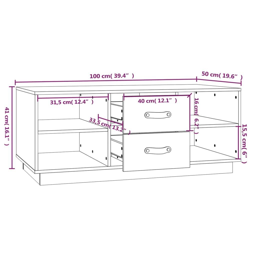 vidaXL Couchtisch Schwarz 100x50x41 cm Massivholz Kiefer