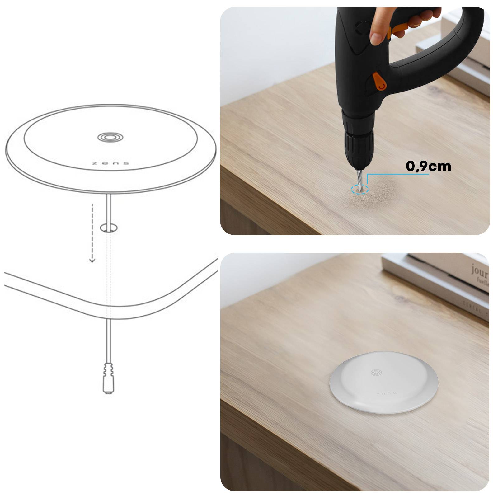 ZENS Induktions-Ladegerät DYI Built-in ZEBI03W/00 Ausgänge Induktionslade-Standard Weiß