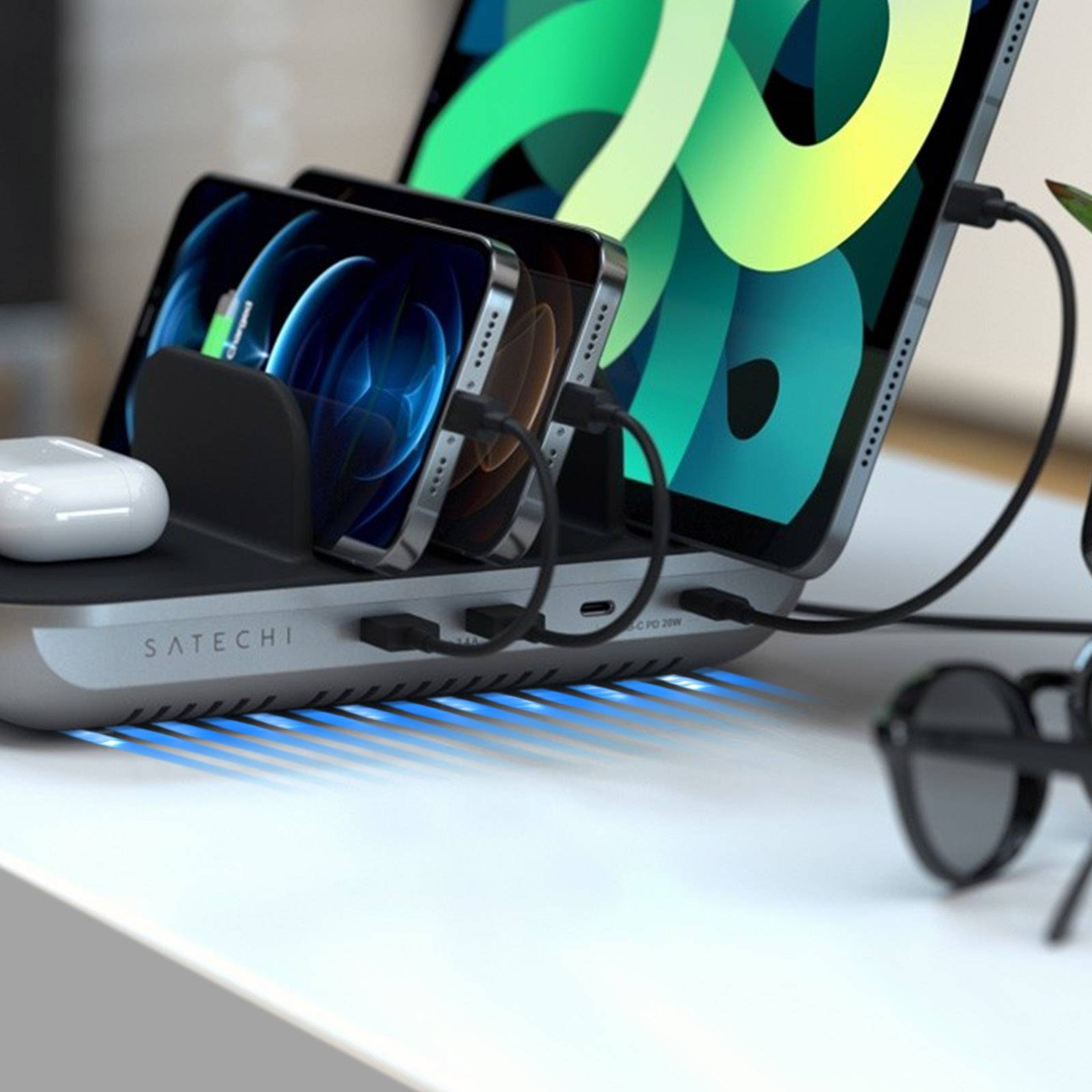 Satechi ST-WCS5PM-EU - Indoor - AC - Kabelloses Aufladen - Schwarz - Grau - 2 x