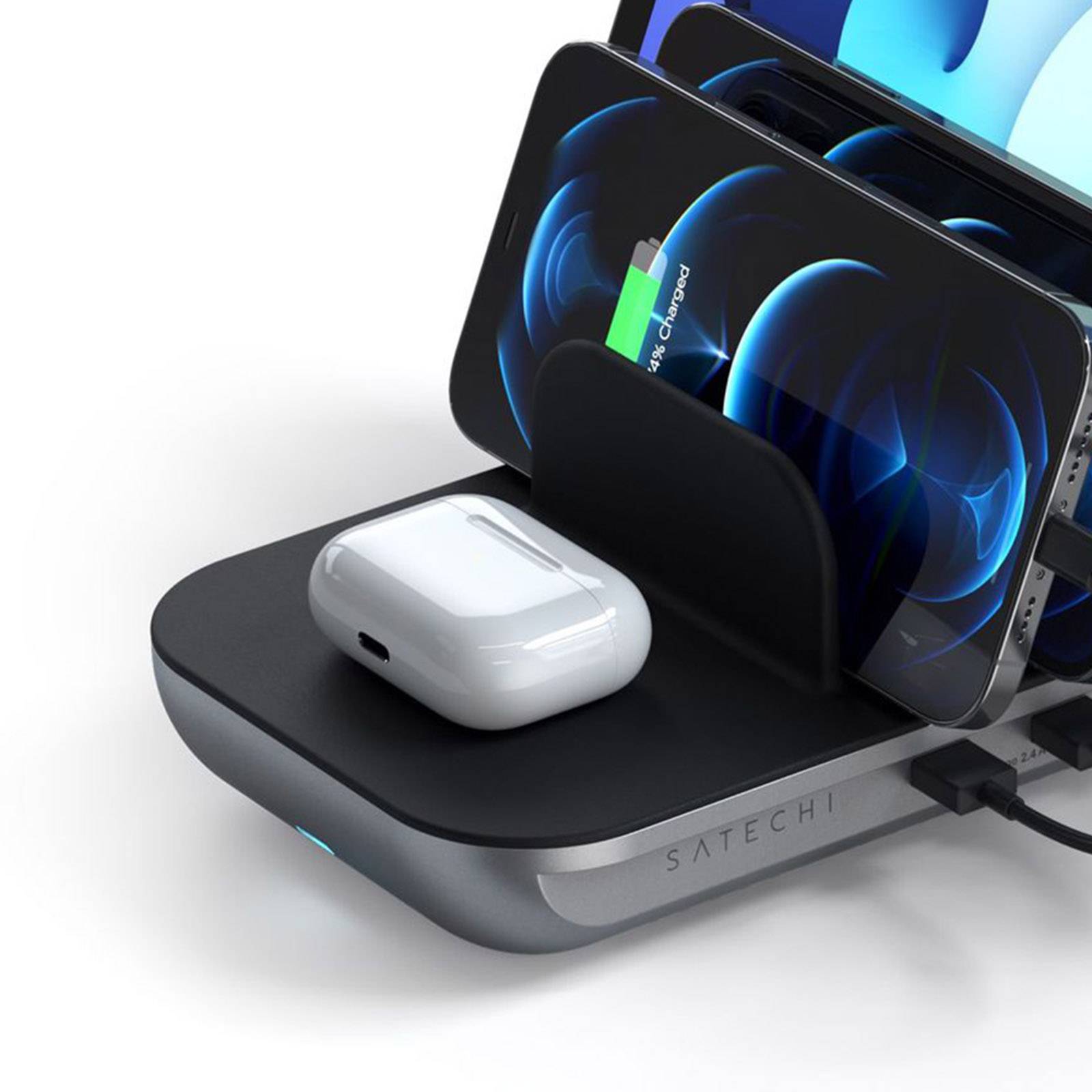 Satechi ST-WCS5PM-EU - Indoor - AC - Kabelloses Aufladen - Schwarz - Grau - 2 x