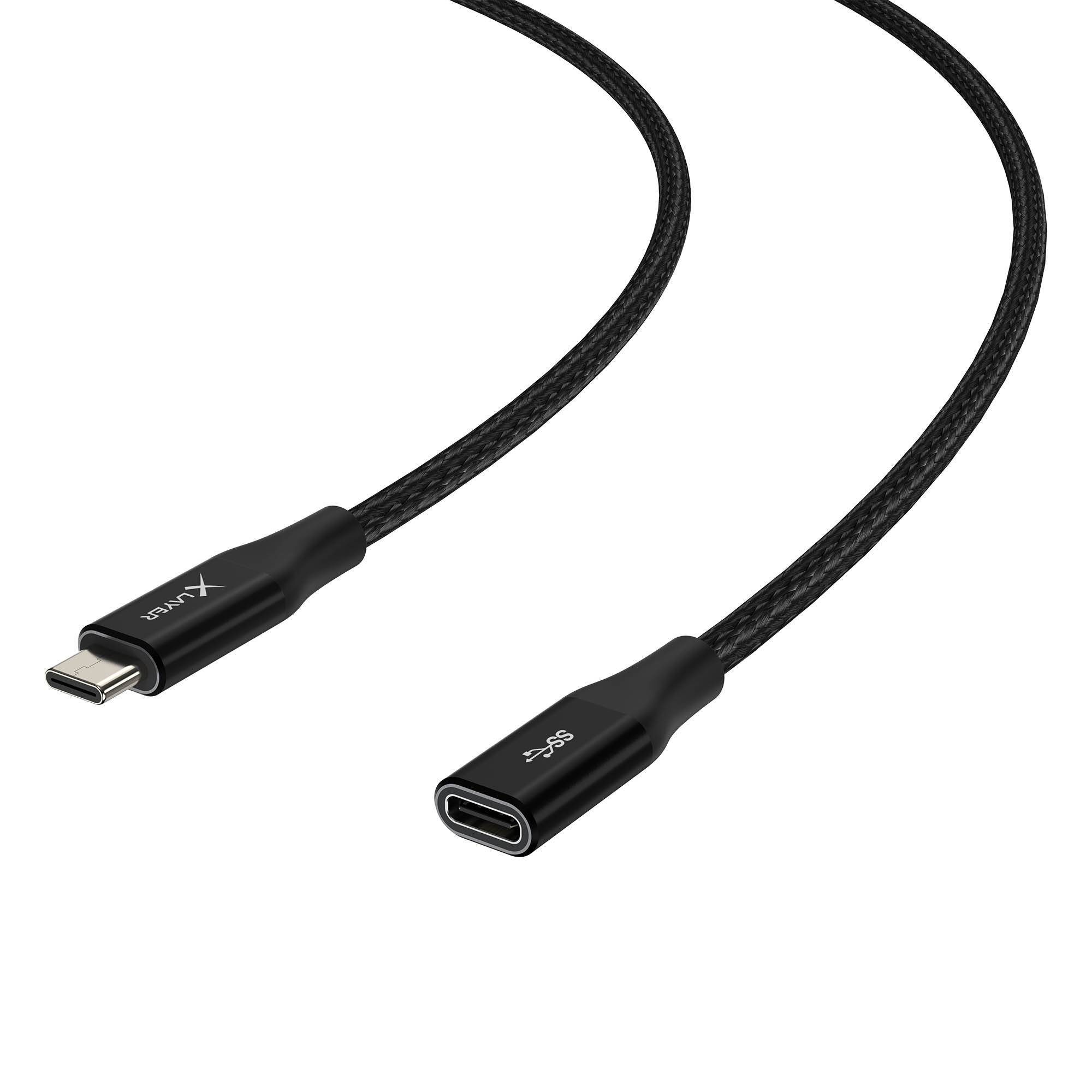 XLayer USB C-Verlängerungskabel für Audio-, Video- & Datenübertragung 1.5 m Black - Female/Male