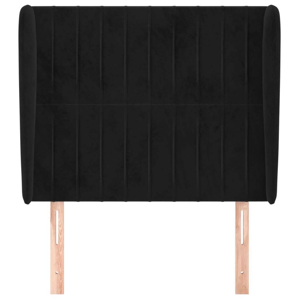 vidaXL Kopfteil mit Ohren Schwarz 83x23x118/128 cm Samt