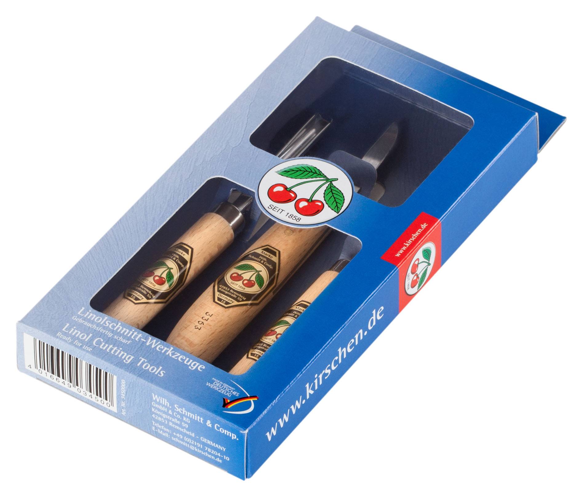 KIRSCHEN 3450 Linolschnittsatz, 3-teilig: Gaißfuß + Gründel + Messer