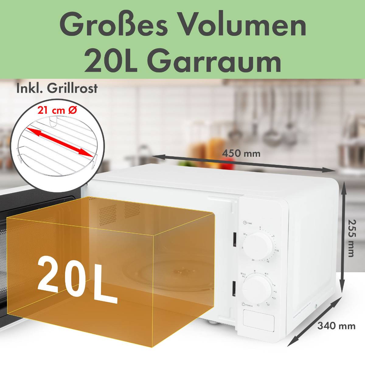 Clatronic MWG 792 - Mikrowellenofen mit Grill - 20 Liter - 700 W - weiß