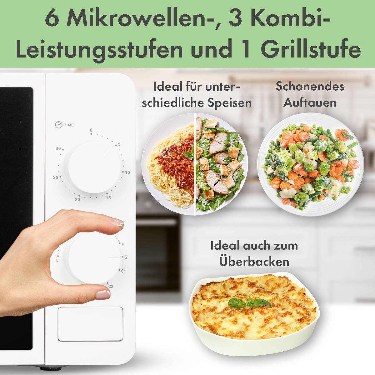 Clatronic MWG 792 - Mikrowellenofen mit Grill - 20 Liter - 700 W - weiß