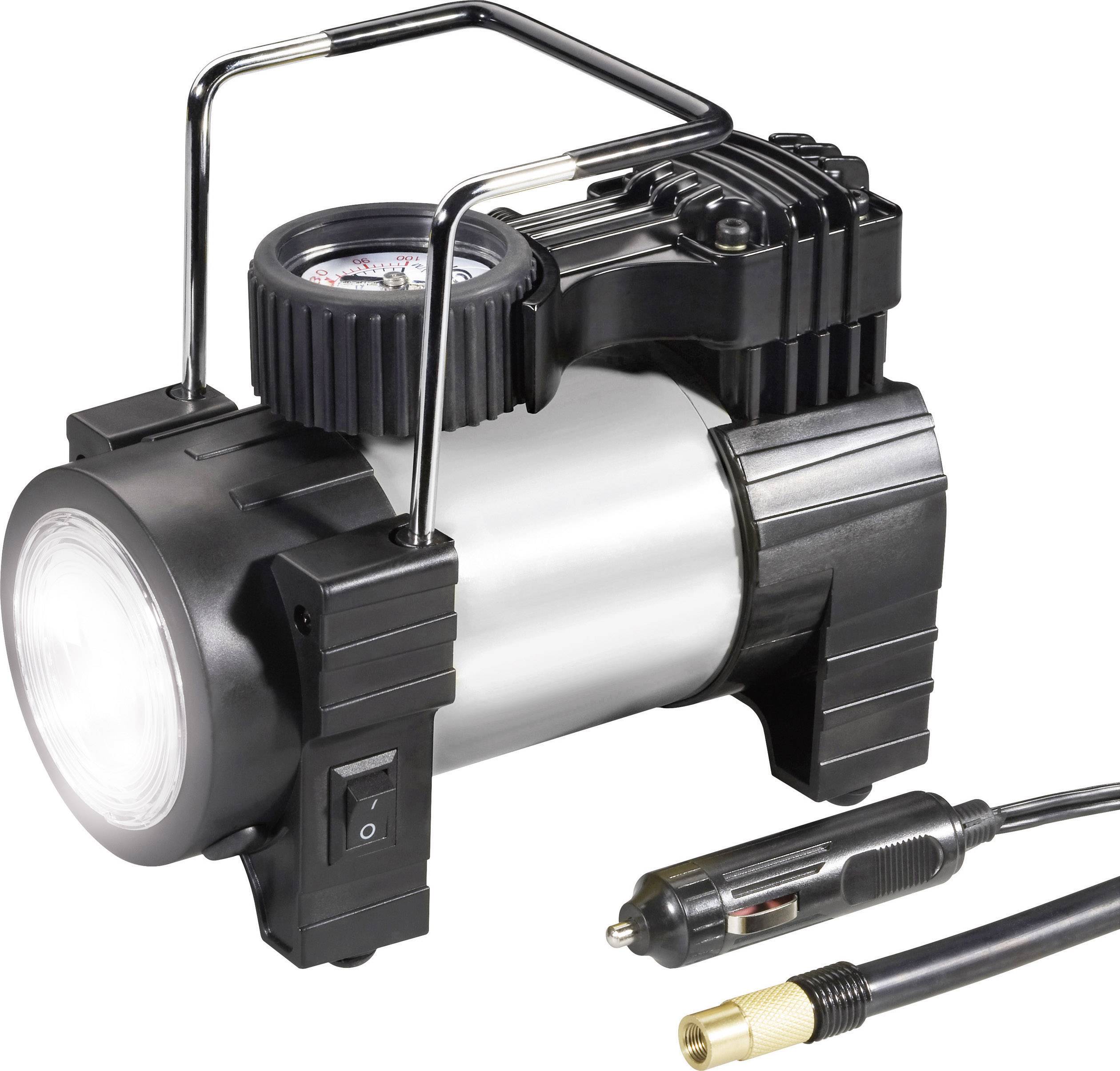 03:12:012 Kompressor 10 bar mit Arbeitslampe, Analoges Manometer, Überlastungsschutz, Aufbewahrungs-Box/-Tasche