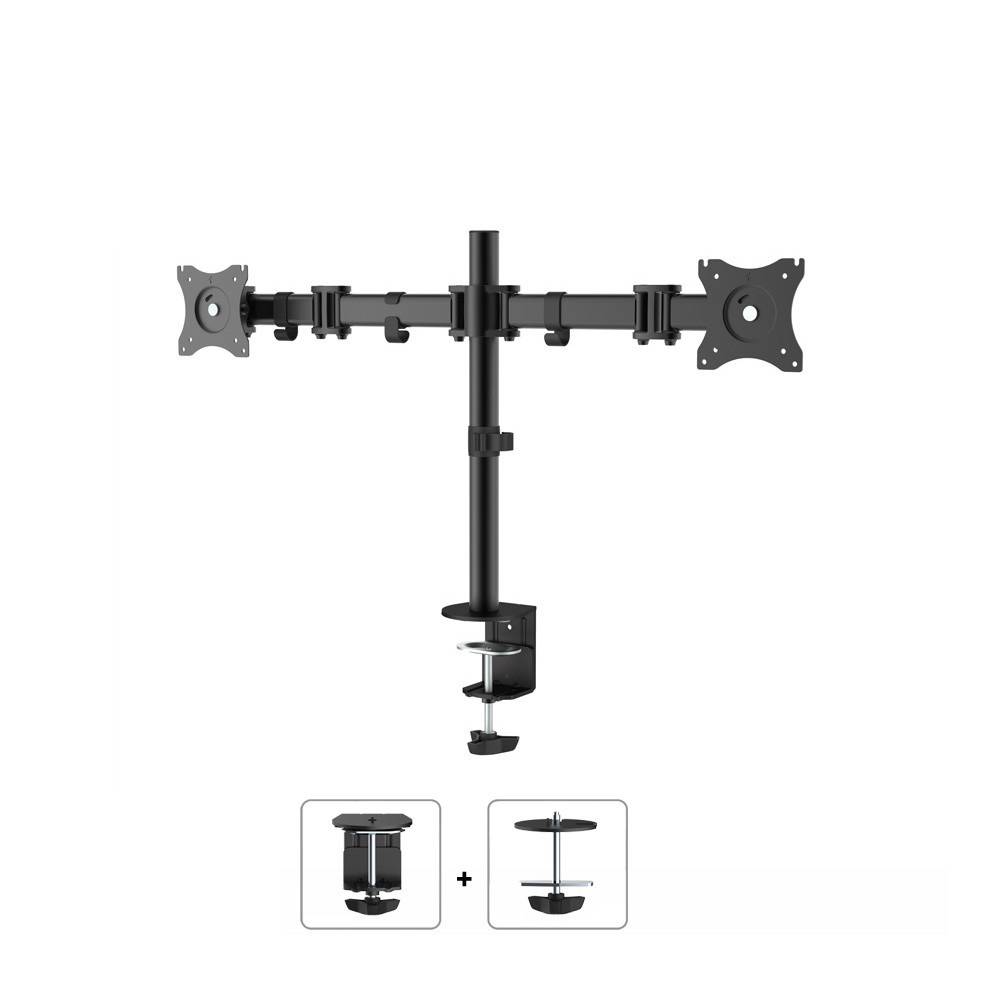 Neomounts NM-D135DBLACK Monitor-Tischhalterung 2 Display(s) 25,4cm (10") - 68,6cm (27") Schwarz Neigbar, Schwenkbar