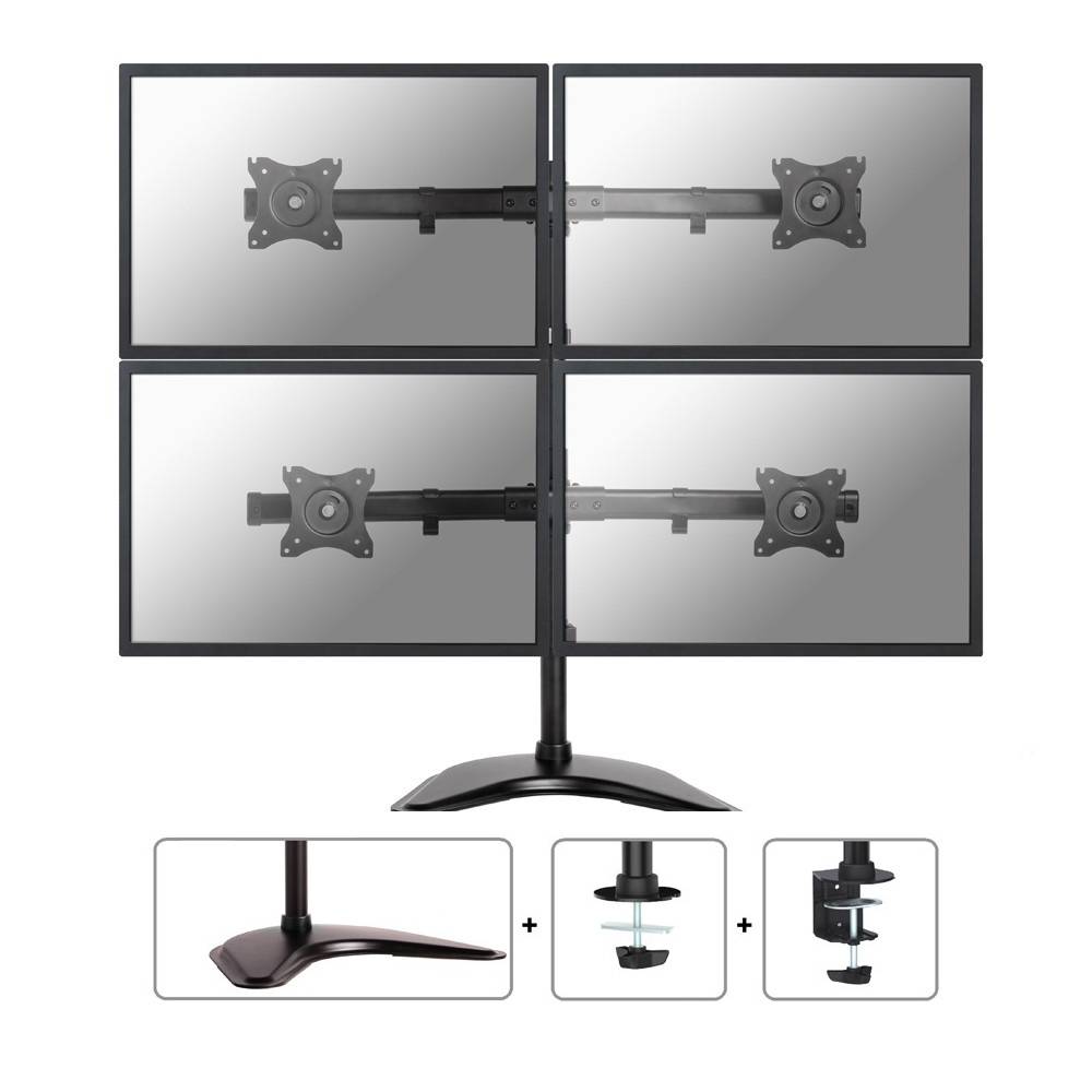 Neomounts NM-D335D4BLACK Monitor-Tischhalterung 4 Display(s) 25,4cm (10") - 68,6cm (27") Schwarz Neigbar, Schwenkbar
