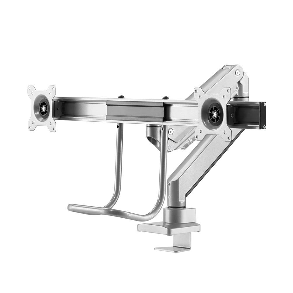 Neomounts NM-D775DXSILVER 2fach Monitor-Tischhalterung 25,4 cm (10") - 81,3 cm (32") Schwenkbar, Rotierbar, Neigbar Grau