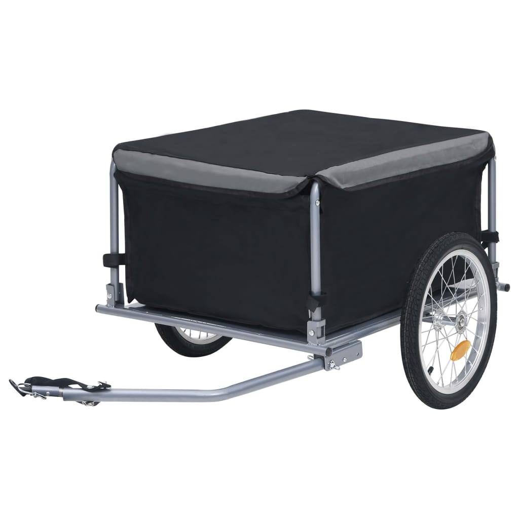 vidaXL Fahrradanhänger Schwarz und Grau 65 kg
