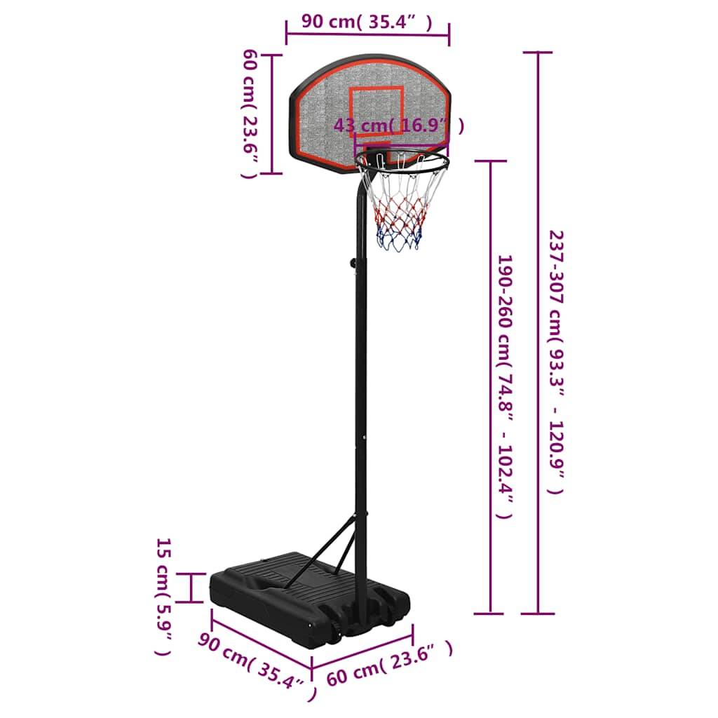 vidaXL Basketballständer Schwarz 237-307 cm Polyethylen