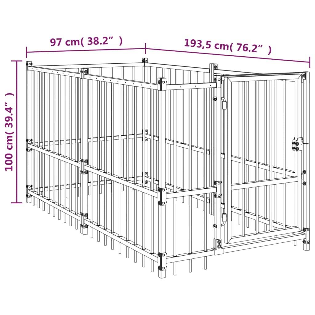 vidaXL Hundezwinger Schwarz 193,5x97x100 cm Stahl