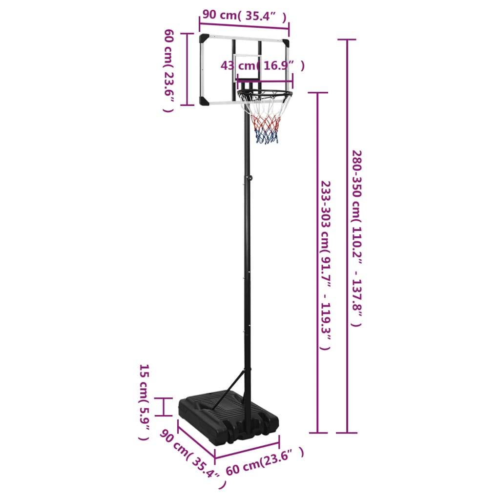 vidaXL Basketballständer Transparent 280-350 cm Polycarbonat