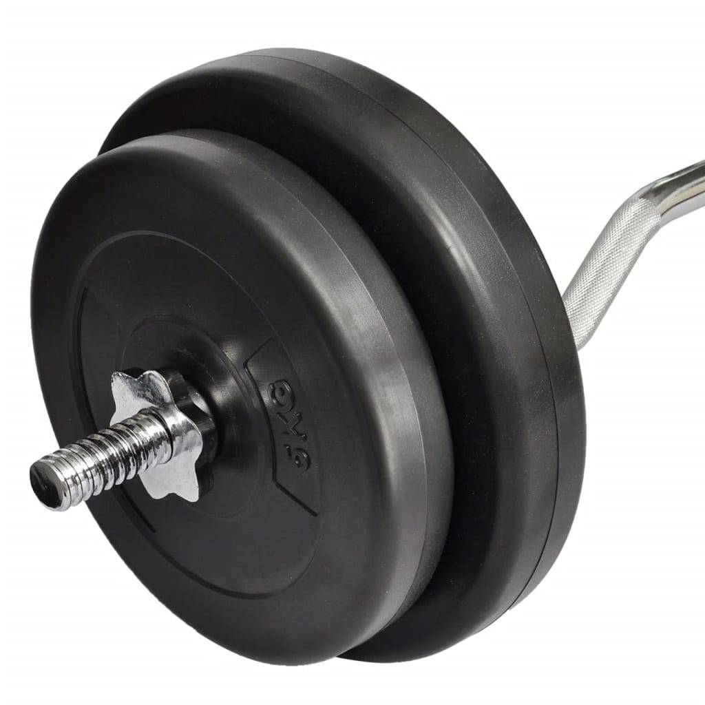 vidaXL Hantelset mit Curlstange und Hantelscheiben 30 kg