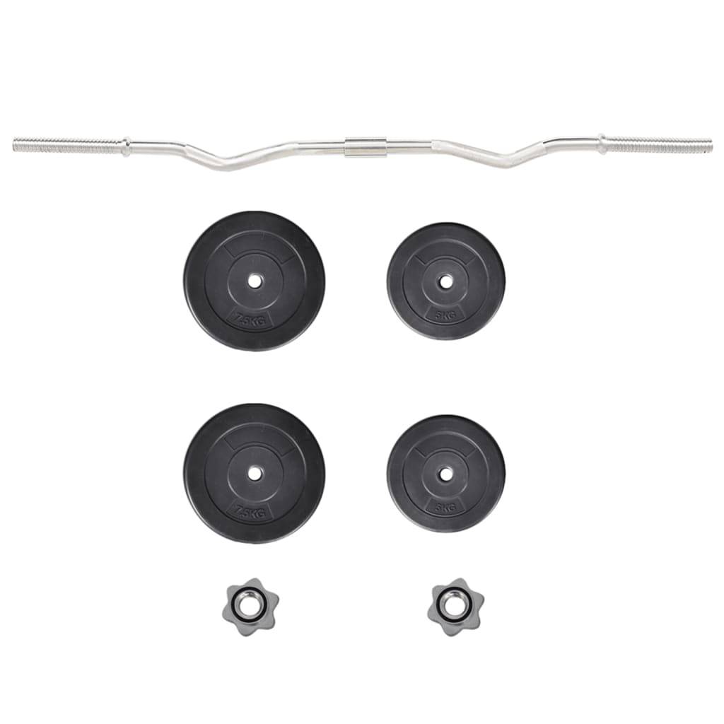 vidaXL Hantelset mit Curlstange und Hantelscheiben 30 kg
