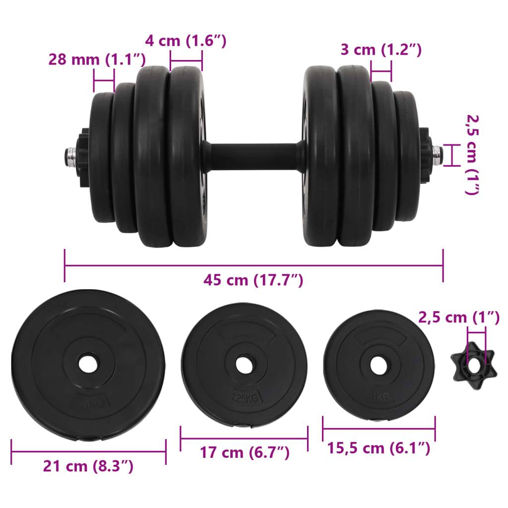 vidaXL Kurzhanteln 2x15 kg