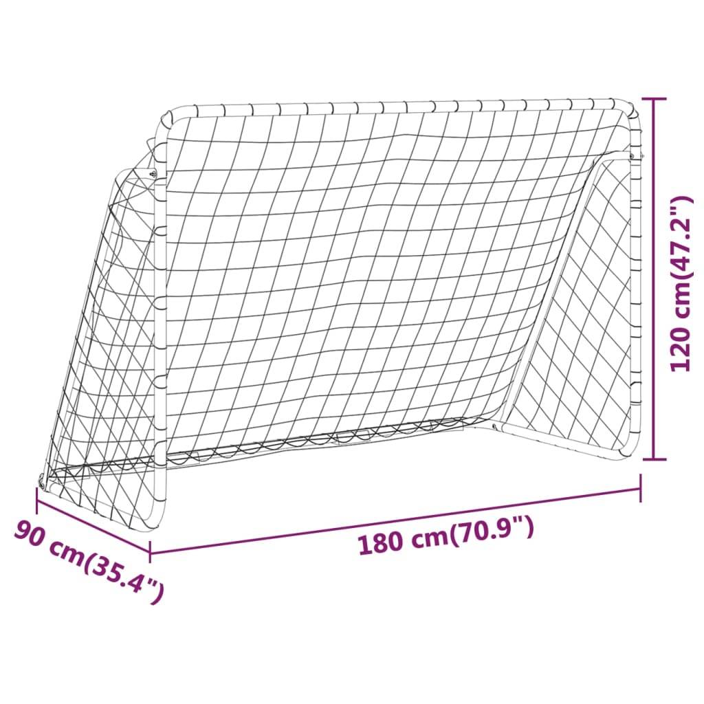 vidaXL Fußballtor mit Netz Weiß 180x90x120 cm Stahl