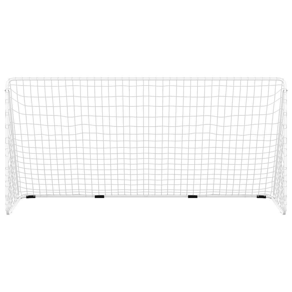 vidaXL Fußballtor mit Netz Weiß 366x122x182 cm Stahl
