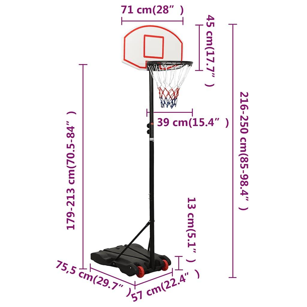 vidaXL Basketballständer Weiß 216-250 cm Polyethylen