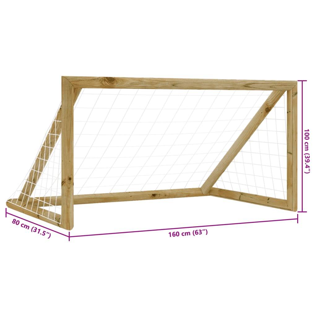 vidaXL Fußballtor mit Netz 160x80x100 cm Kiefernholz Imprägniert