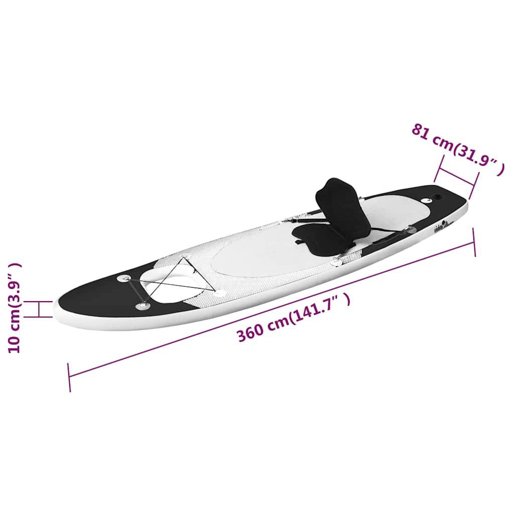 vidaXL SUP-Board-Set Aufblasbar Schwarz 360x81x10 cm