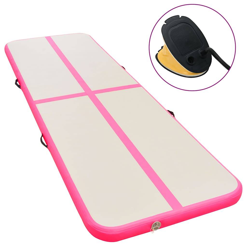 vidaXL Aufblasbare Gymnastikmatte mit Pumpe 600x100x10 cm PVC Rosa