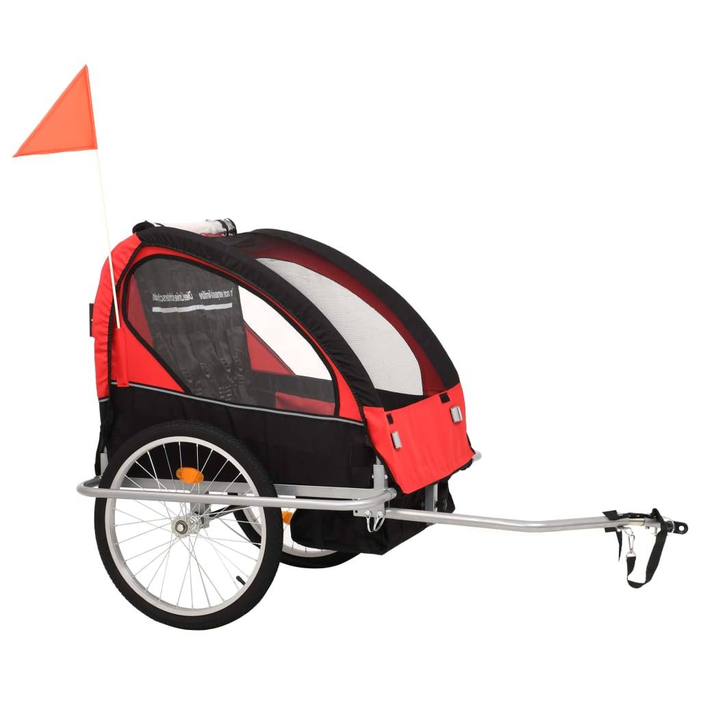 vidaXL 2-in-1 Fahrradanhänger und Kinderwagen Schwarz und Rot