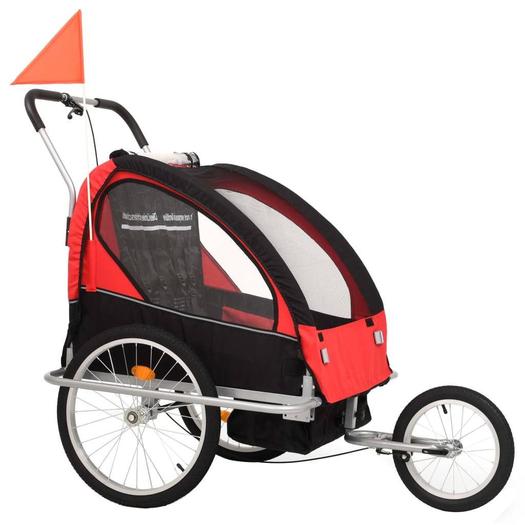 vidaXL 2-in-1 Fahrradanhänger und Kinderwagen Schwarz und Rot