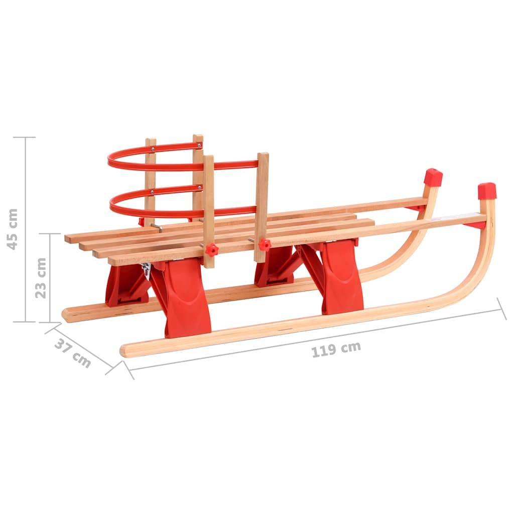 vidaXL Klappschlitten mit Rückenlehne 119 cm Holz