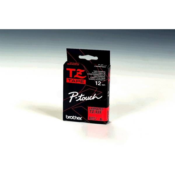 Brother TZ-431 P-Touch schwarz auf rot Laminat 12mm x 8m für P-Touch P-Touch