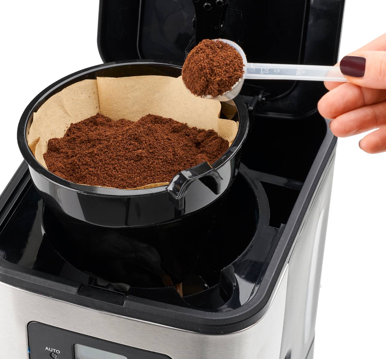 Clatronic KA 3642 Kaffeemaschine Schwarz, Edelstahl Fassungsvermögen Tassen=14 Timerfunktion, Display