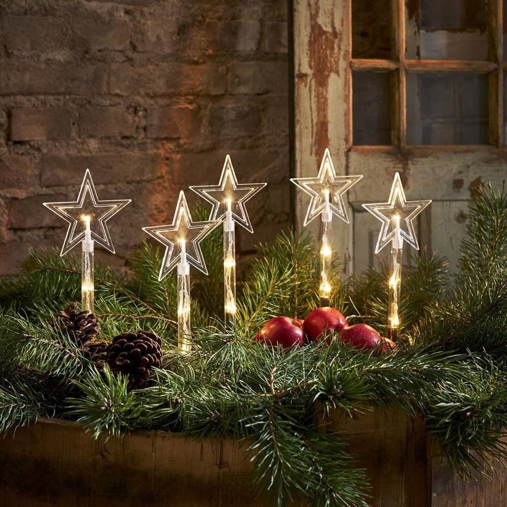 LED Stern Wandy in Transparent 5x 0,18W IP44 mit Erdspieß