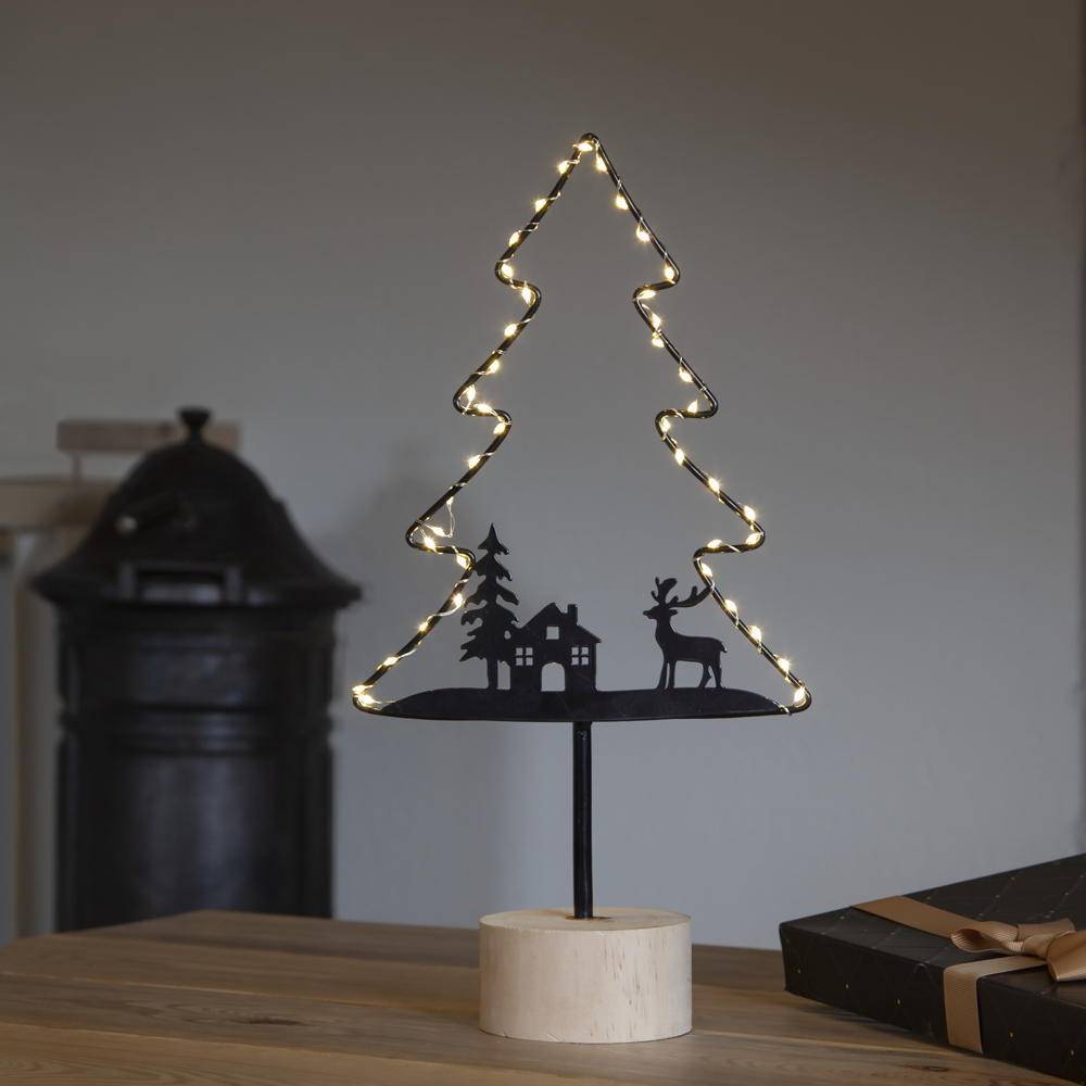 LED Tischleuchte Glimta Weihnachtsbaum in Schwarz 3W