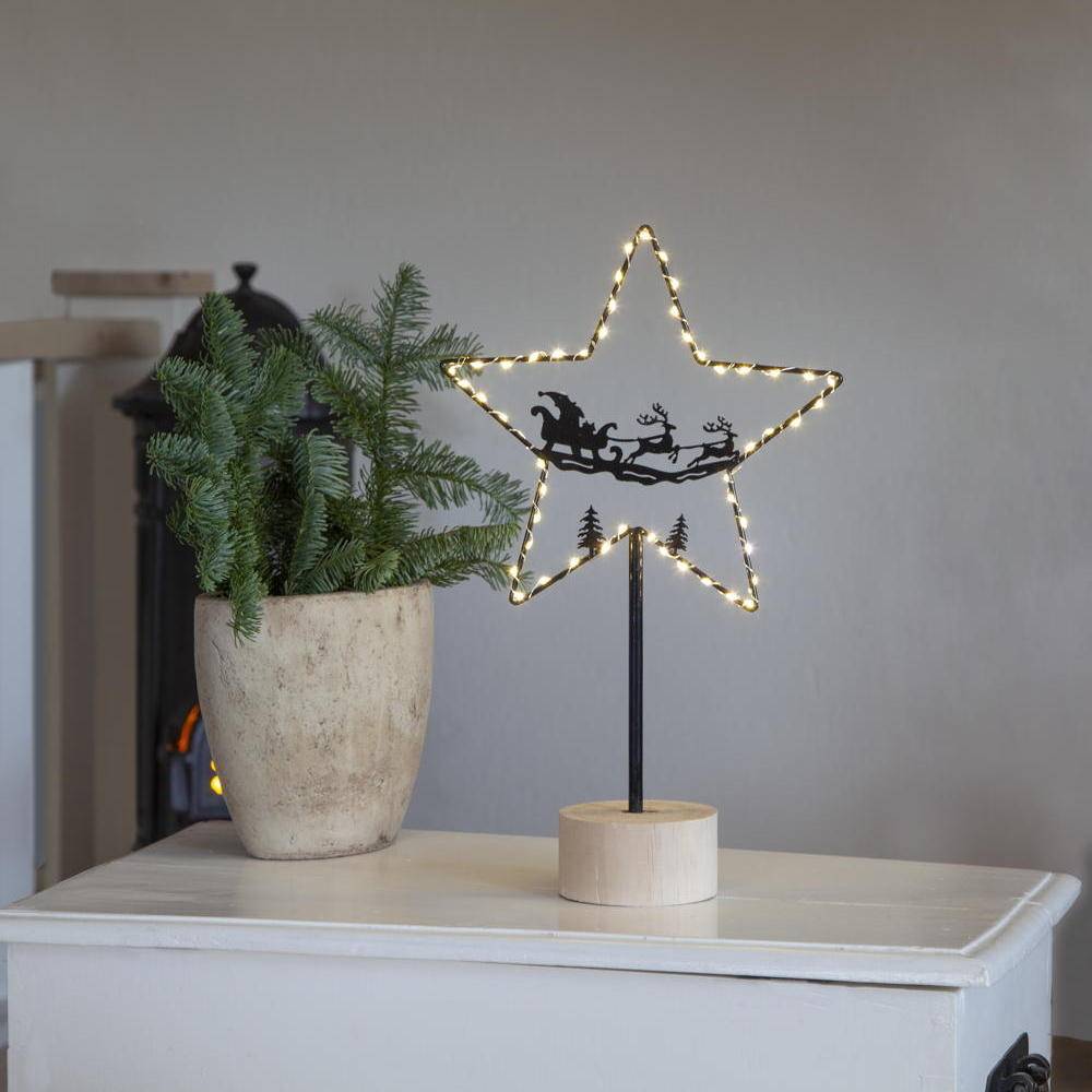 LED Tischleuchte Glimta Stern in Schwarz 3W