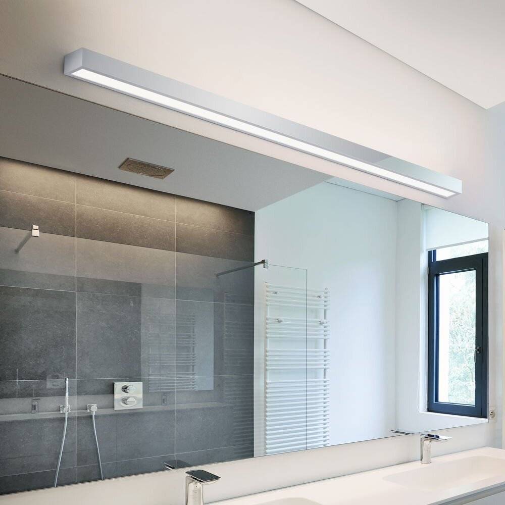 LED Wandleuchte Theia in chrom 30W 1800lm IP44 1200mm